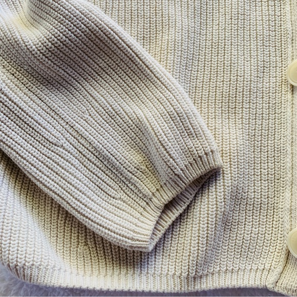 Armedangels Beige Knit 100% Cotton Button Front Cozy Fall Cardigan | Size 4 - Picture 4 of 11